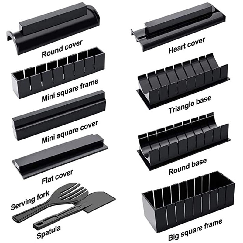 🍣 طقم أدوات صنع السوشي الاحترافي - 11 قطعة غير لاصقة